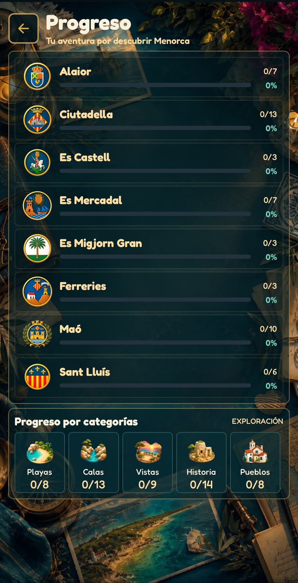 Progrés d’exploració de Menorca